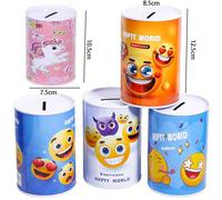 1 pièce Tirelire universelle scellée, (Petite 10,5 cm, Moyenne 12,5 cm) Tirelire décorative design de bande dessinée, (Recommandé Moyenne 12,5 cm) Pour épargner les pièces USD, EUR, AUD, GBP, SAR, TMT
