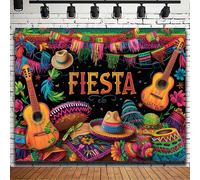 1 pièce Toile de fond de photographie animée de carnaval mexicain - Accessoires intéressants de cactus et de guitare - Convient pour les vacances, les fêtes d'anniversaire, les célébrations du 5 mai -
