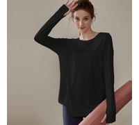 1 pièce Top de yoga pour femmes, couleur unie semi-transparente, manches longues, pour couvrir les entraînements, printemps/automne L,M,S,XSUnicoloreTissu tricoté