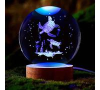 1 pièce, Tortue mystérieuse des profondeurs, Méduse au beau ciel, Baleine d'ours joyeuse, Doux câlin de deux loups, Boule de cristal veilleuse calme d'observation de la lune, mère et ourson, diamètre