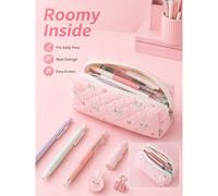 1 pièce Trousse à crayons motif argyle couleur macaron avec lapin de dessin animé, sac de rangement de papeterie lapin floral doux, pochette à crayons en tissu souple portable avec fermeture éclair, c
