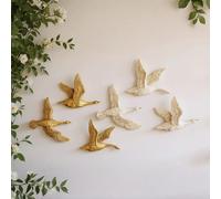 1 pièce, une décoration murale de maison en forme d'oie sauvage épande ses ailes, en matériau en résine dorée et blanche XdayanFXtaitoubaiA