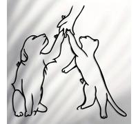 1 pièce Œuvre murale en métal représentant l'amitié unique entre un chien et un chat - Art minimaliste en ligne pour la décoration moderne d'une maison, sculpture animalière créative, cadeau de pendai