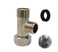1 pièce Vanne en T à 3 voies en laiton - Robinet de raccordement WC 3/8" droit et 9/16" latéral, raccord d'eau 3/8, adaptateur en T robuste pour réservoir de WC, machine à laver, robinet de douche