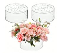 1 pièce Vase à fleurs rond en acrylique transparent avec 12 trous, idéal pour la décoration de table de mariage, la Saint-Valentin, les mariages, les anniversaires, la décoration de la chambre, le sal