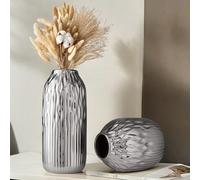 1 pièce Vase cylindrique en céramique de luxe haut de gamme avec motif ondulé, convient pour placer des fleurs fraîches sur les tables du salon, comme vase décoratif sur les meubles TV, et pour expose