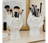 1 pièce Vase de visage en céramique blanche, Rangement pour pinceaux de maquillage, Vases en forme de buste féminin demi-corps, Style bohème minimaliste décoratif moderne nordique, Vase à fleurs pour 