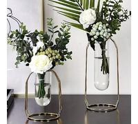 1 pièce Vase doré avec cadre métallique, vase d'hydroculture moderne et créatif, décoration de maison créative pour le salon, arrangement floral, décoration de table avec fleurs séchées - petit et gra