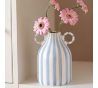 1 pièce Vase en céramique à double anse avec rayures peintes à la main, simple et floral. Décoration de table, centre de table, décoration de maison, de cuisine, de mariage, de bureau, de jardin, d'ex