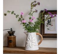 1 pièce Vase en céramique blanche de 6 pouces, convient pour les fleurs, les tulipes et les roseaux, vase de style rustique gaufré, peut être utilisé comme décoration de table, pour la maison, le salo