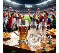 1 pièce Verre à vin en verre d'environ 18,6 oz. Chope à bière. Le corps du verre présente un design en forme de ballon de football, faisant parfaitement écho au thème de la Coupe du Monde 2026. Peut c