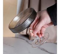 1 Pièce Verre De Gobelet De Nourriture Et De Boisson Rayé Grise Simple Sur Pied Haut Pour Utilisation Commerciale Ou Domestique, 160ml 160mlBlocs de couleurVerre