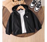 1 pièce Veste à capuche à manches longues de style de rue minimaliste pour jeune garçon, design mode casual, convient pour le port estival, adapté aux garçons de 4 à 7 ans pour un usage quotidien, con