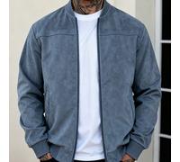 1 pièce Veste de vol polaire légère de couleur unie pour hommes, veste décontractée à col montant zippée, veste vintage, veste pour hommes printemps/automne L,M,S,XL,XXLUnicoloreTissu tissé