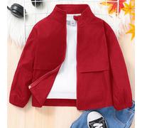 1 pièce Veste zippée à manches longues noire, style décontracté preppy, couleur unie, pour enfants. Convient pour les déplacements, l'école, le décontracté quotidien, l'académie, la maternelle, les fê