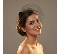 1 pièce Voile cage à oiseaux en satin rose et maille, convient pour la mariée mariage, accessoires de photographie de mariage, accessoire de tête pour cérémonie du thé, fixé avec une pince à cheveux c