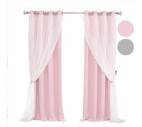 1 pièce Voile pour enfants Rideau à œillets double couche opaque Rideau à œillets pour filles Chambre à coucher, 132x160cm, Rose