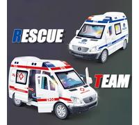 1 pièce Voiture jouet de simulation de camion de pompiers, ambulance, voiture de police SWAT, voiture de livraison avec sons et lumières, qui peuvent s'ouvrir avec des bruits de porte pour les enfants