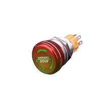1 pièces 16mm 19mm 22mm champignon bouton d'arrêt d'urgence interrupteur avec led 12V24V lumineux étanche IP65(G LED,19mm,9-24V)