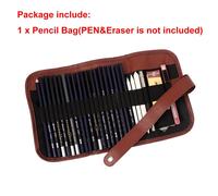 1 Pièces 24 Trous Rouleau Brosse Stylo Pochette Pour Artiste Étudiants Maquillage Bureau Cartable Rétro Toile Artistes Porte Crayon