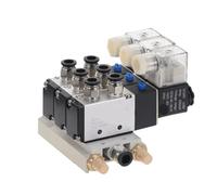 1 pièces 3Way 4V210-08 pneumatique DC12V DC24V AC110 AC220 Triple électrovanne avec connecteurs enfichables de Base silencieux(12mm Fittings,AC 110V)