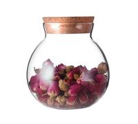 1 Pièces 500G/ 17oz Pot en Verre Rond Transparent avec Bouchon en Liège en Bois Boîte Hermétique Conteneurs de Stockage des Aliments pour Bonbons Thé Biscuit Des Noisettes Casse Croûte Fleur Sèche