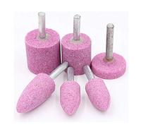 1 pièces 6mm tige de pierre montée abrasive cylindrique pour Dremel outils rotatifs tête de meule de polissage en métal outil en bois, rose, 25mm