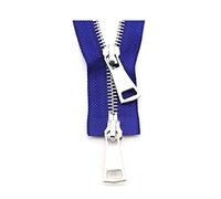 1 pièces 70/90cm 5# Fermeture éclair en métal Argent Double Curseur Fermeture éclair bidirectionnelle pour Manteau Poche vêtement Accessoires de Couture, Bleu, 90cm