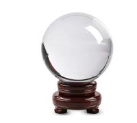 1 pièces 70mm-100mm K9 clair lustre lentille boule de verre boule de cristal support for sphère maison boule décorative(Wood base,70mm)