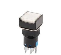 1 pièces AB6 avec lumière 5/8 broches bouton poussoir interrupteur carré et rond autobloquant auto-réinitialisation commutateurs de démarrage 3A/250V(Square White,5PIN)