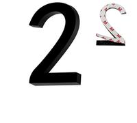 1 Pièces Autocollant Chiffre Numéro 2 Noir,Numéro de Maison autocollant,Numéro de Porte Autocollant en Acrylique,pour Bureaux,Boîte Aux Lettres,Porte,Garage(9.7 cm)