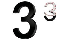 1 Pièces Autocollant Chiffre Numéro 3 Noir,Numéro de Maison autocollant,Numéro de Porte Autocollant en Acrylique,pour Bureaux,Boîte Aux Lettres,Porte,Garage(9.8 cm)