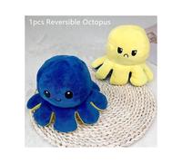 (1 pièces bleu jaune) animaux poupée Double face Flip pieuvre en peluche