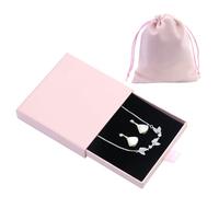 1 Pièces Boîte-Cadeau de Bijoux avec Sac en Velours, Présentoir à Bijoux en Papier Boîte, Présentoir à Bijoux élégant pour Colliers, Boucles D'oreilles, Rangement de Bijoux (9 x 9 x 1,7 cm) (Pink)