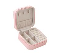 1 pièces, boîte de rangement monocouche dames à bijoux en cuir voyage classique Pour Ranger Les Bijoux,Les Ornements(Pink)