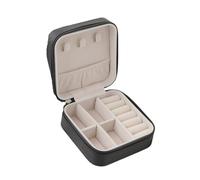 1 pièces, boîte de rangement monocouche dames à bijoux en cuir voyage classique Pour Ranger Les Bijoux,Les Ornements(Black)