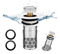1 Pièces Bouchon de lavabo INOX, Pop up Bouchon de vidage Universel, Bouchon de Vidange Amélioré, Flitre de Vidange Anti-Bloqué, avec Filtre Net, pour Baignoire, Cuisine, Lavabo (33-40mm) - Blanc.