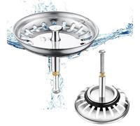 1 Pièces Crépine d'évier de Cuisine, Filtre Bouchon Crépine d'Évier avec Hauteur Réglable, 304 Bouchon Evier Cuisine Inoxydable, Panier à Tamis pour Évier, pour Cuisine et Salle de Bain- 79mm(36-54mm)