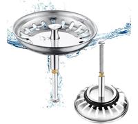 1 Pièces Crépine d'évier de Cuisine, Filtre Bouchon Crépine d'Évier avec Hauteur Réglable, 304 Bouchon Evier Cuisine Inoxydable, Panier à Tamis pour Évier, pour Cuisine et Salle de Bain- 79mm(36-72mm)