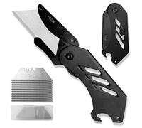 1 pièces Cutter Professionnel Pliant, Cutter, couteau pliant universel, Livré avec 10 lames interchangeables en acier inoxydable 420, idéal pour couper le plastique, le bois, le papier (Noir).