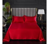 1 pièces Drap de lit Couleur Jaune Teint uni Satin Polyester draps Plats Reine Taille draps Simples