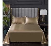 1 pièces Drap de lit Couleur Jaune Teint uni Satin Polyester draps Plats Reine Taille draps Simples