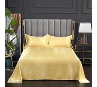 1 pièces Drap de lit Couleur Jaune Teint uni Satin Polyester draps Plats Reine Taille draps Simples