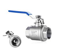1 Pièces en Acier Inoxydable SS304 2P Robinet À Tournant Sphérique À Port Complet, BSP Femelle 1/4 3/8 3/4 1 Pouce Poignée en Vinyle Vannes Filetées Interrupteur d'eau DN8-50(1/2")