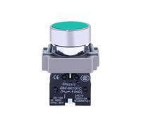1 pièces for XB2-BA31 BA42 bouton plat interrupteur de démarrage 22MM bouton plat vert(1NO with light 220V)