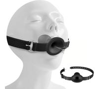 1 pièces gags buccaux en silicone noir bdsm balle respirante gag ceinture réglable bouche jeux pour adultes jouets sexuels érotiques pour jeu de rôle en couple