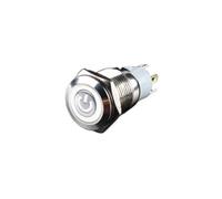 1 pièces interrupteur à bouton-poussoir LED 16mm étanche en métal autobloquant bouton de commutation momentané interrupteur for ordinateur PC puissance(White,Momentary,6V)