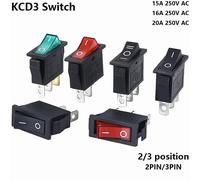 1 pièces KCD3 interrupteur à bascule marche-arrêt marche-arrêt 2 positions 3 broches équipement électrique avec interrupteur d'alimentation lumineux 16A 250 V/20A 125 V AC 2PIN Black