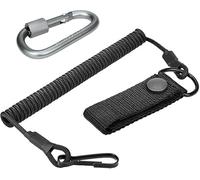 1 Pièces Longes Tactiques Noires avec Cordon de Sécurité Elastique et Mousqueton à Spirale,Réutilisable,Convient pour Les Outils d'escalade, Les Outils de Pêche, Les Outils de Camping