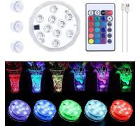 1 Pièces Lumières Led Submersibles Rechargeables Avec Télécommande,Lampe Led Étanche Pour Piscine Avec Ventouses,Lumière Étanche Usb Multicolore Pour Baignoire,Aquarium,Fontaine,Décoration De Fête